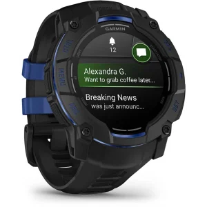 Смарт-годинник Garmin Instinct 3 50mm AMOLED Black with Black/Bolt Blue Band (010-03020-03)