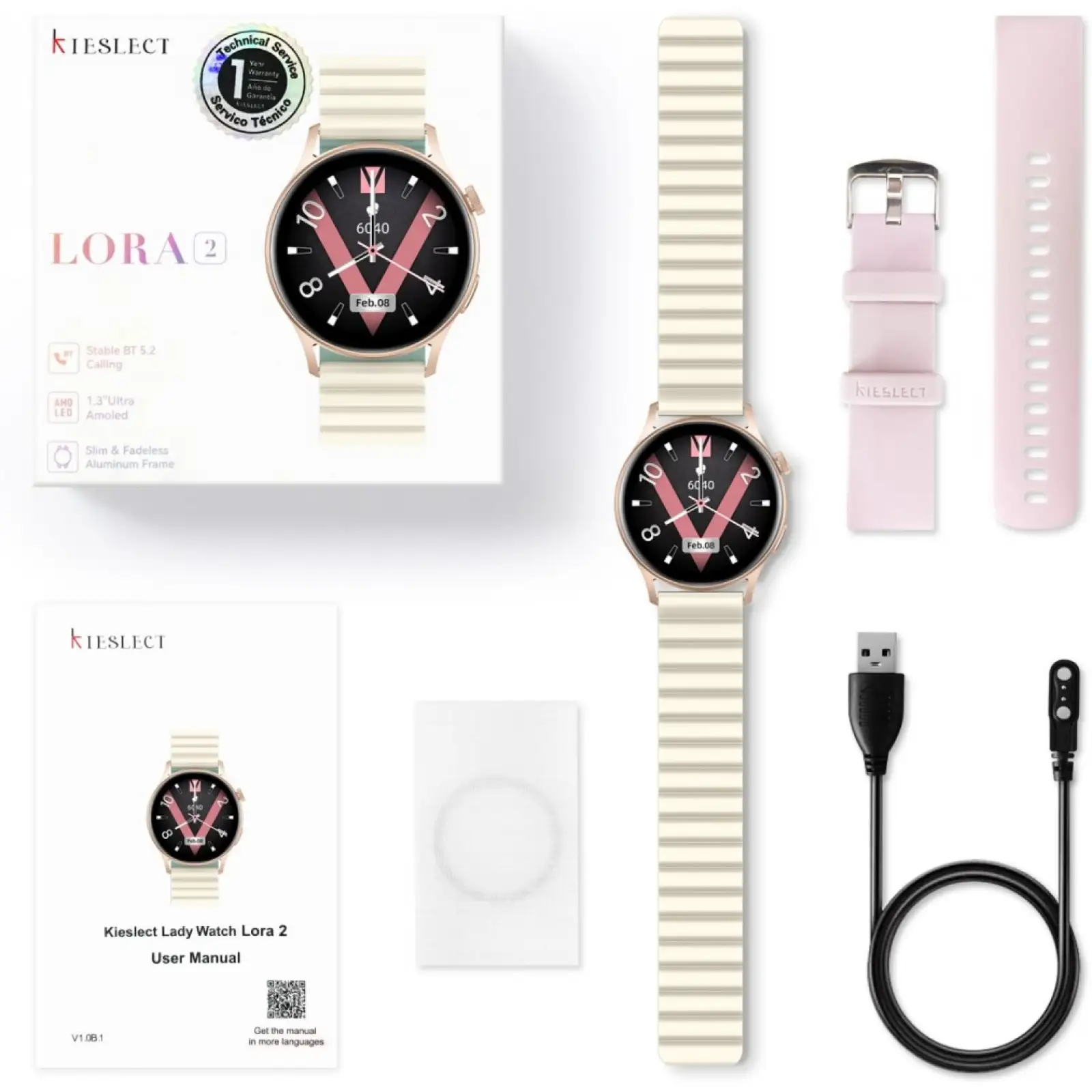 Смарт-годинник Kieslect Lora 2 Lady Calling Watch Gold EU