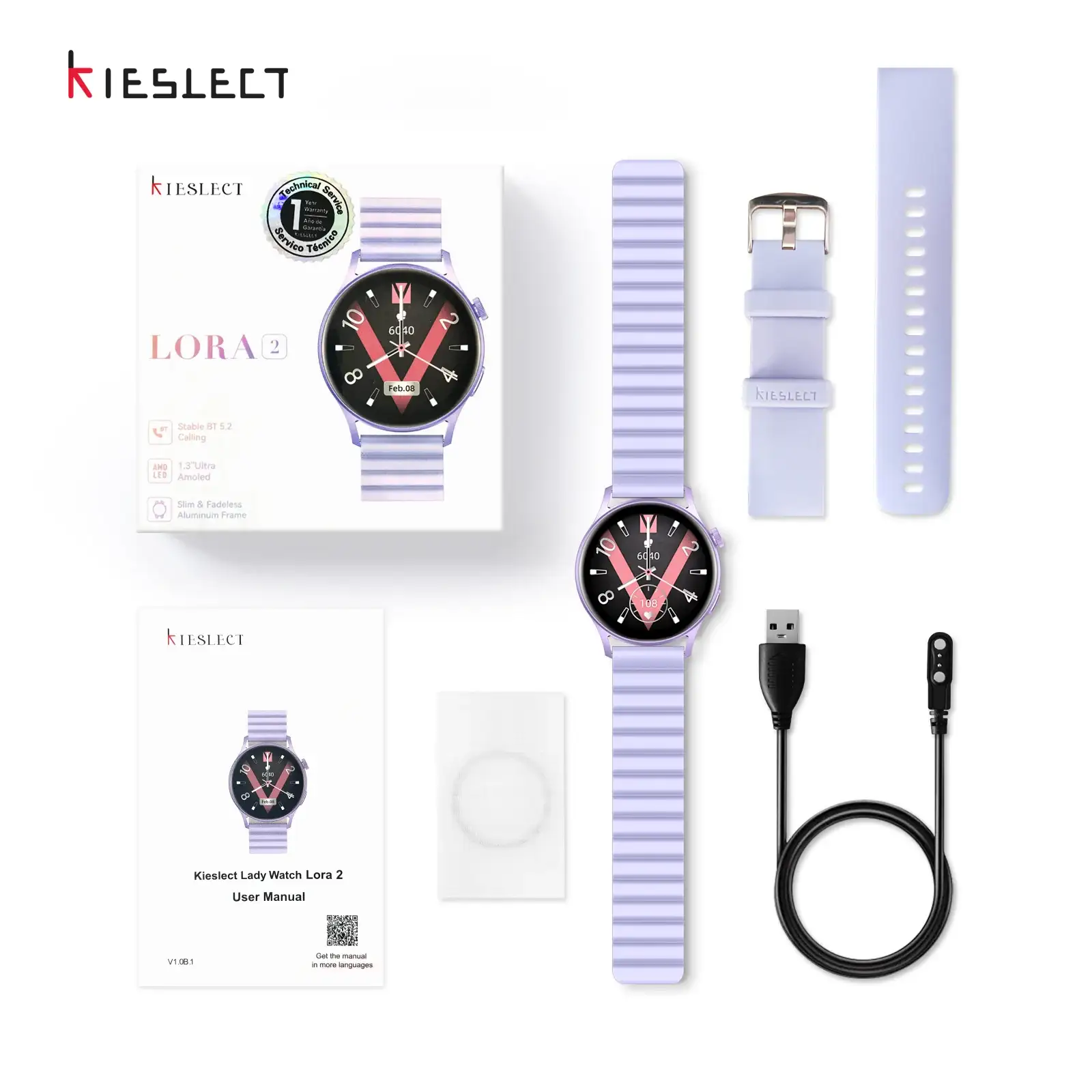 Смарт-годинник Kieslect Lora 2 Lady Calling Watch Purple