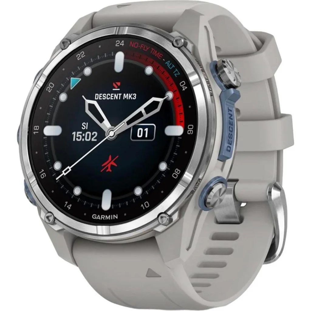 Смарт-часы Garmin Descent Mk3 43 mm Stainless Steel with Fog Gray Silicone Band (010-02753-04/03)