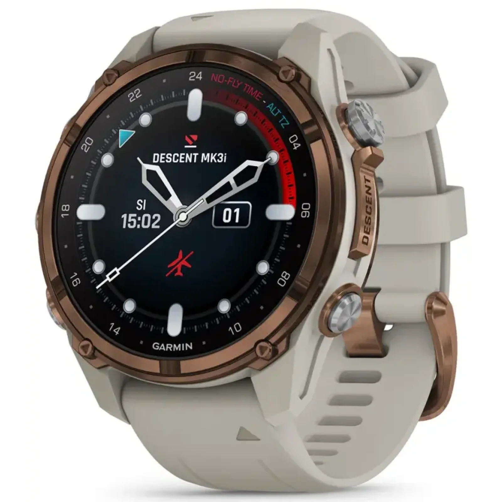 Смарт-часы Garmin Descent Mk3i 43 mm Bronze PVD Titanium with French Gray Silicone Band (010-02753-13/14)