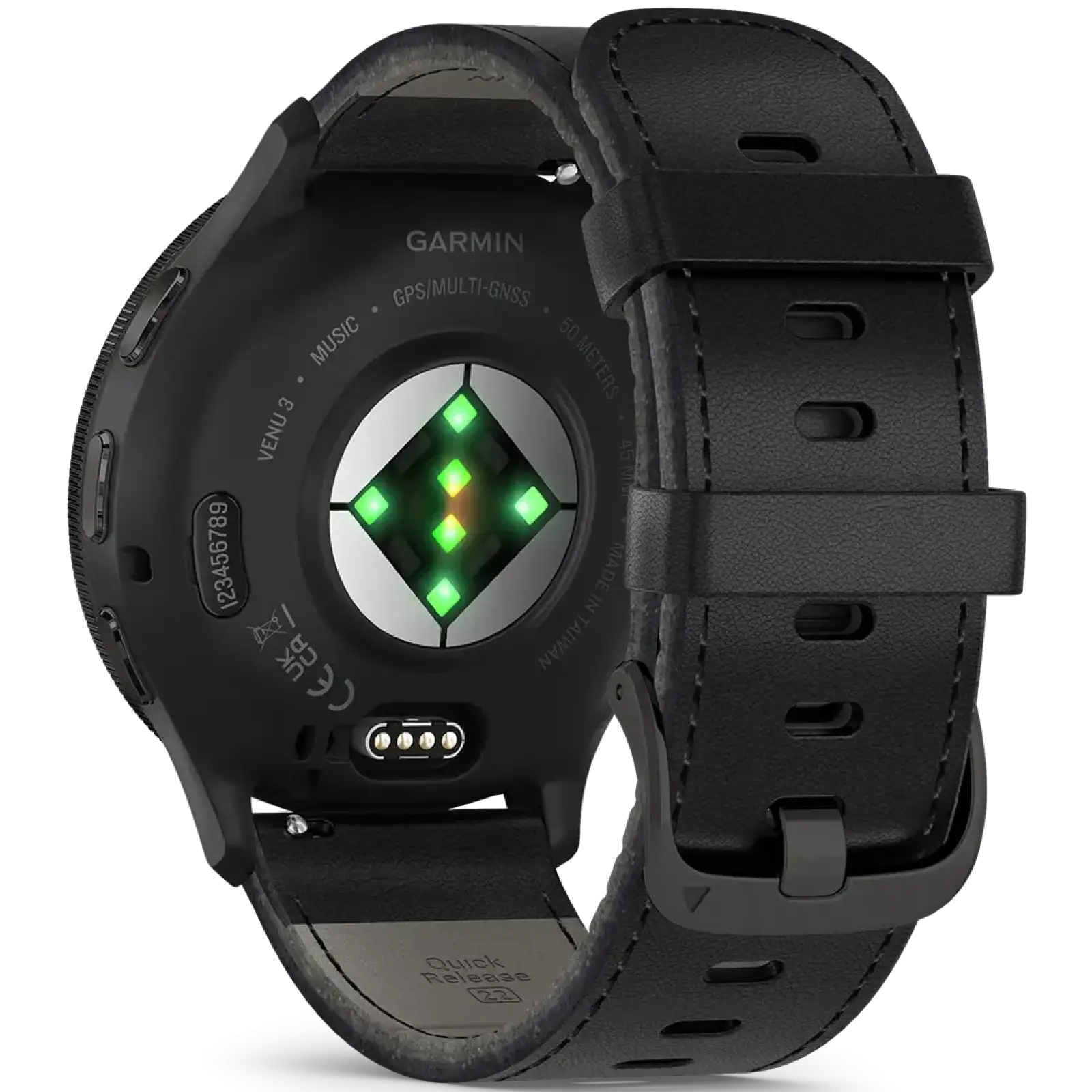 Смарт-годинник GARMIN Venu 3 Slate Stainless Steel Bezel with Black Case and Leather Band (010-02784-52)