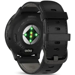 Смарт-годинник GARMIN Venu 3 Slate Stainless Steel Bezel with Black Case and Leather Band (010-02784-52)