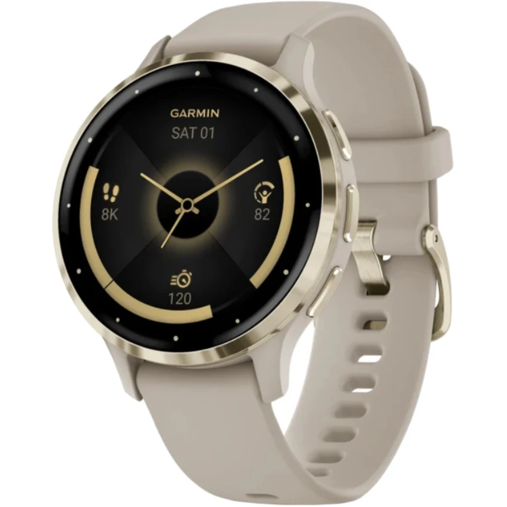 Смарт-годинник Garmin Venu 3S Soft Gold Stainless Steel Bezel with French Gray Case and Silicone Band (010-02785-02/52) UA