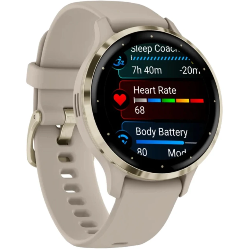 Смарт-годинник Garmin Venu 3S Soft Gold Stainless Steel Bezel with French Gray Case and Silicone Band (010-02785-02/52) UA