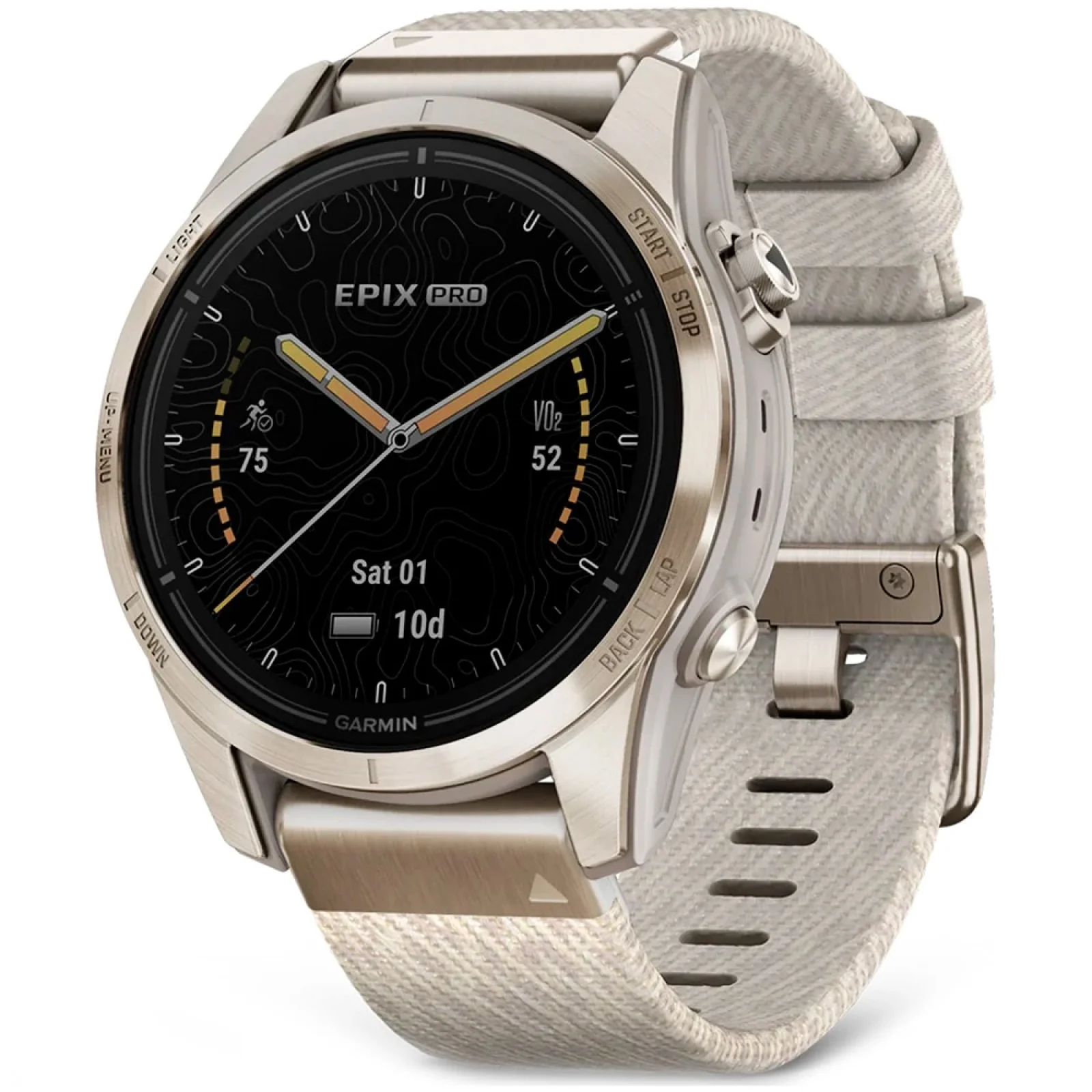 Смарт-годинник Garmin Epix Pro (Gen 2) Sapphire Edition 42mm Soft Gold with Cream Heathered Nylon Band (010-02802-20)