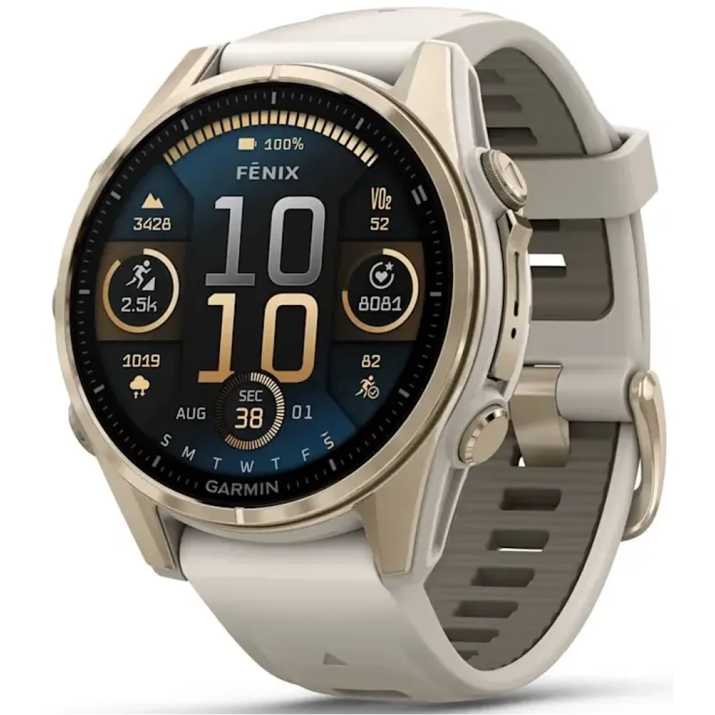 Смарт-часы Garmin Fenix 8 Amoled 43mm Sapphire Soft Gold with Fog Gray/Dark Sandstone Silicone Band (010-02903-10/11)