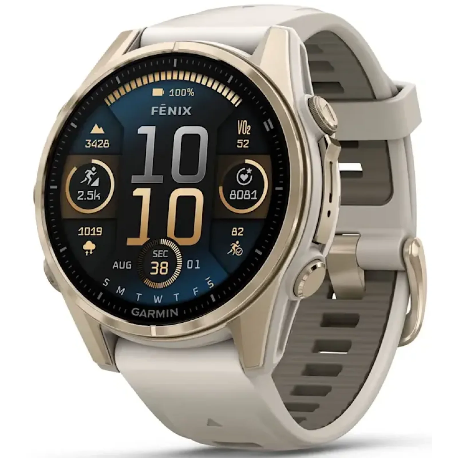 Смарт-годинник Garmin Fenix 8 Amoled 43mm Sapphire Soft Gold with Fog Gray/Dark Sandstone Silicone Band (010-02903-10/11)