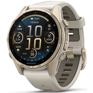 Смарт-годинник Garmin Fenix 8 Amoled 43mm Sapphire Soft Gold with Fog Gray/Dark Sandstone Silicone Band (010-02903-10/11)