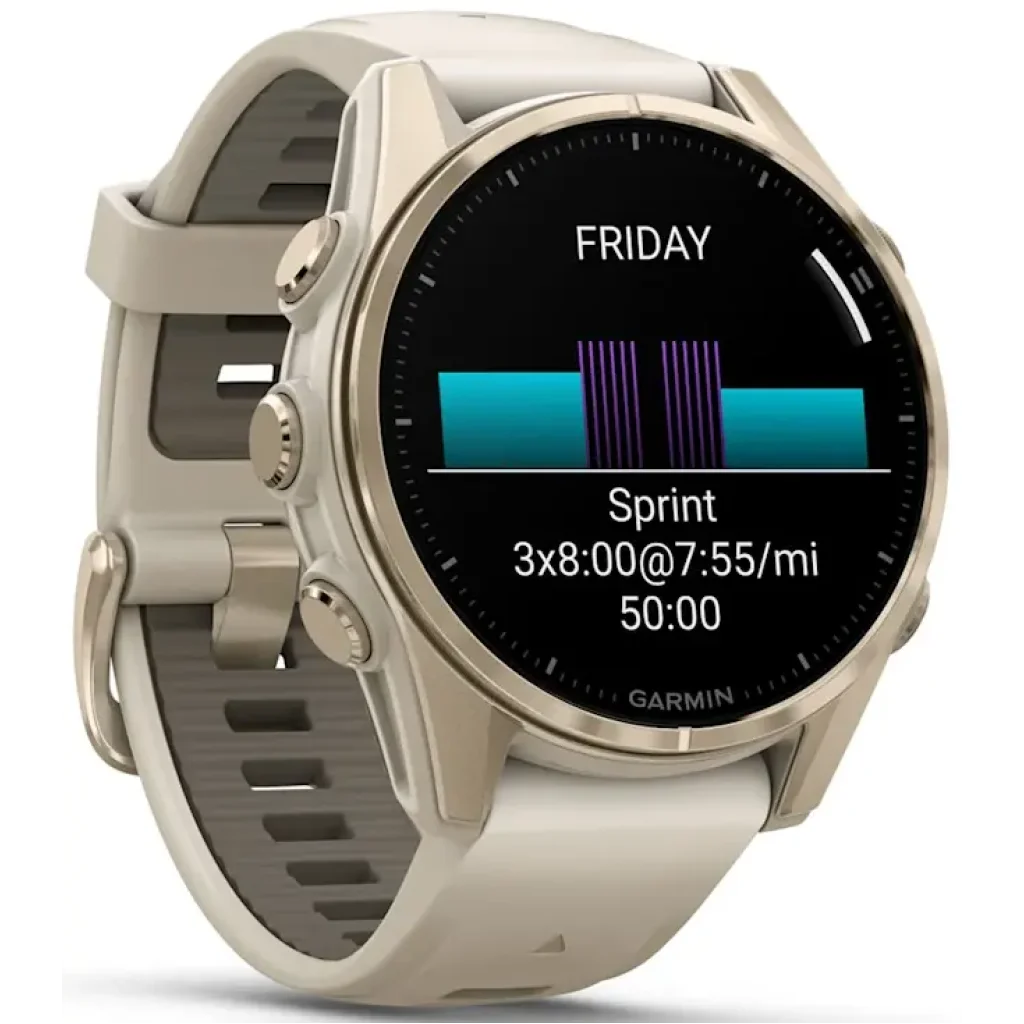 Смарт-часы Garmin Fenix 8 Amoled 43mm Sapphire Soft Gold with Fog Gray/Dark Sandstone Silicone Band (010-02903-10/11)