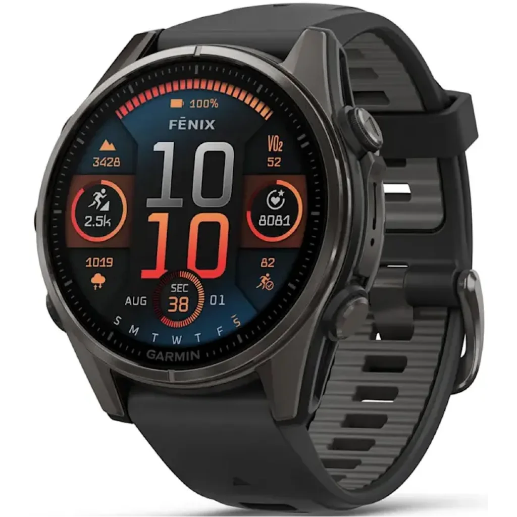 Смарт-годинник Garmin Fenix 8 Amoled 43mm Carbon Gray DLC Titanium with Black/Pebble Gray Silicone Band (010-02903-20/21/28)