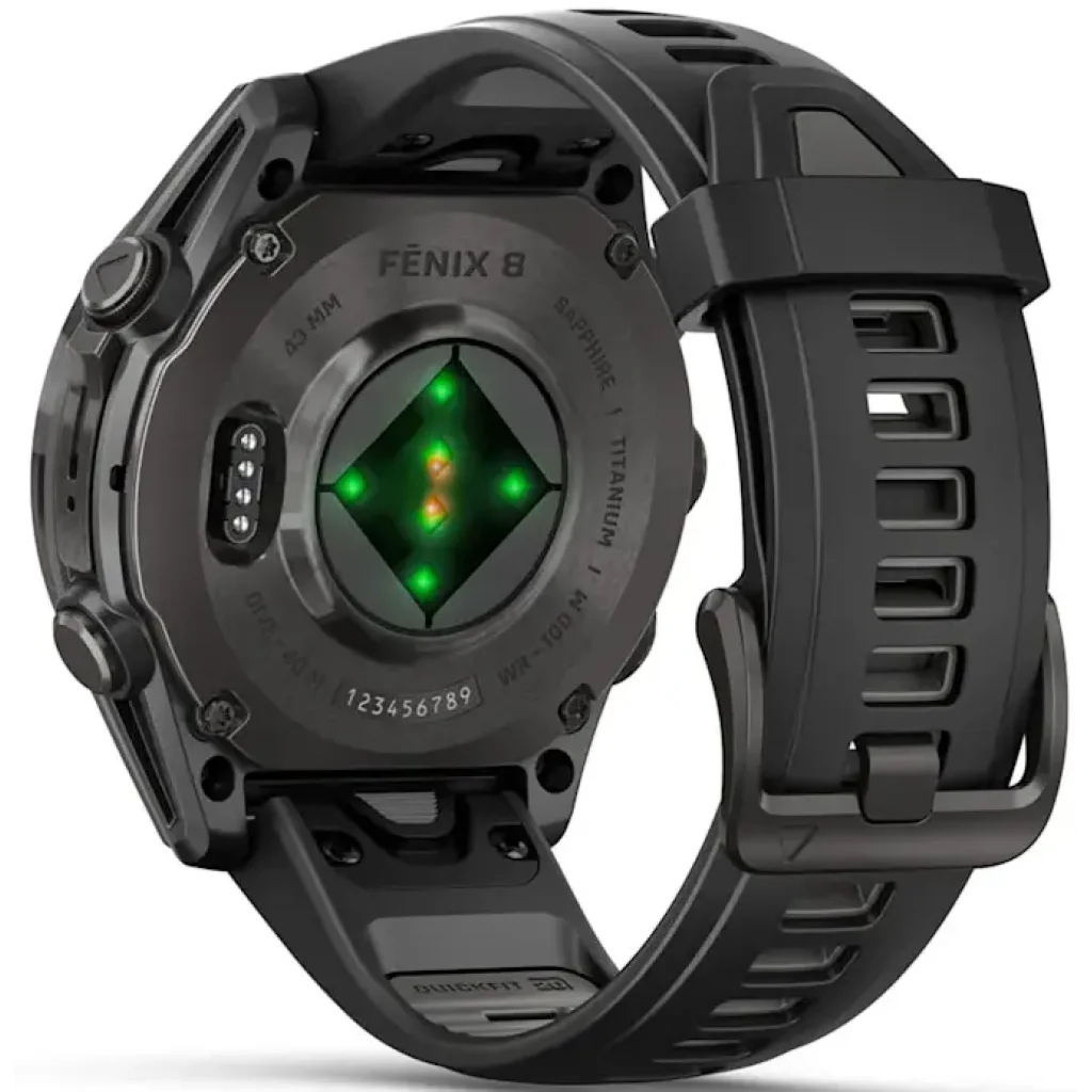 Смарт-годинник Garmin Fenix 8 Amoled 43mm Carbon Gray DLC Titanium with Black/Pebble Gray Silicone Band (010-02903-20/21/28)