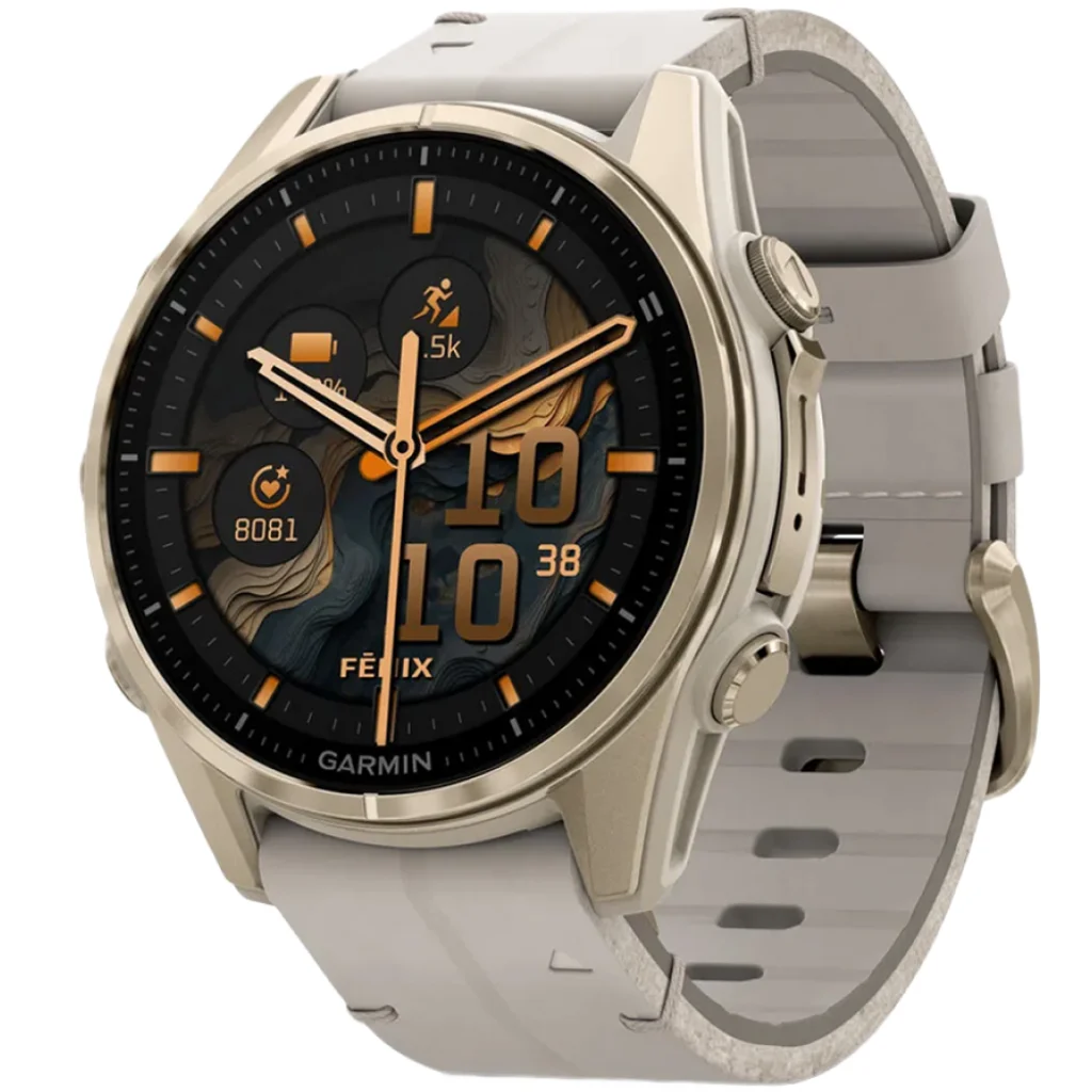 Смарт-часы Garmin Fenix 8 Amoled 43mm Sapphire Soft Gold with Limestone Leather Band (010-02903-40)