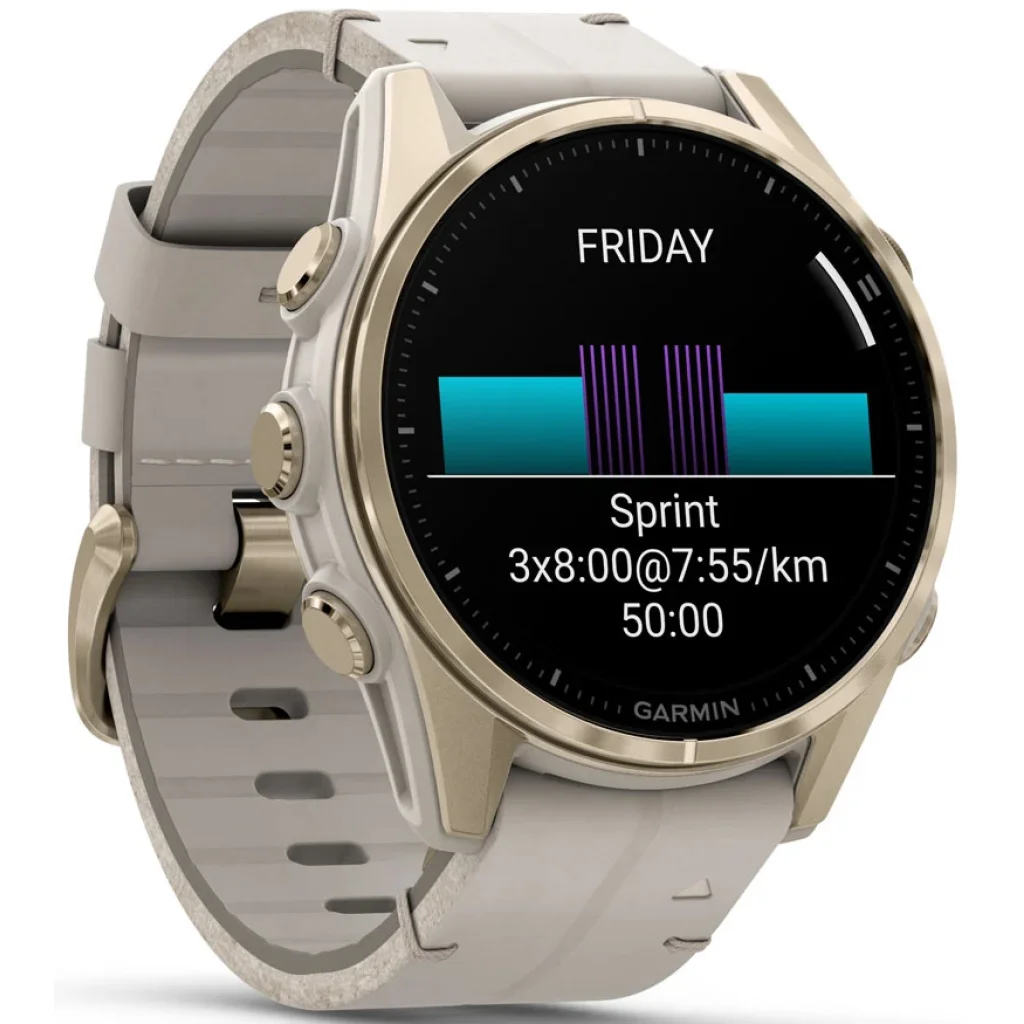 Смарт-часы Garmin Fenix 8 Amoled 43mm Sapphire Soft Gold with Limestone Leather Band (010-02903-40)