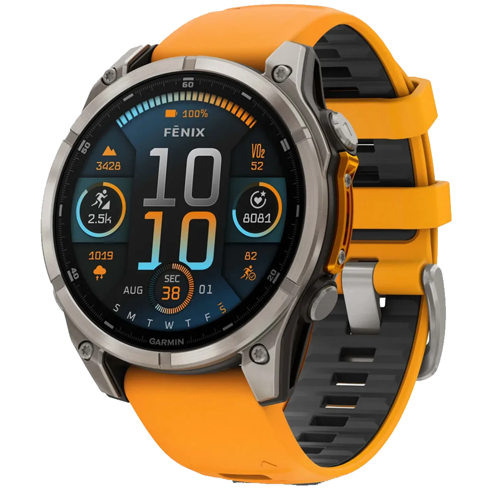 Смарт-часы Garmin Fenix 8 Amoled 47mm Sapphire Titanium with Spark Orange/Graphite Silicone Band (010-02904-10/11/19)
