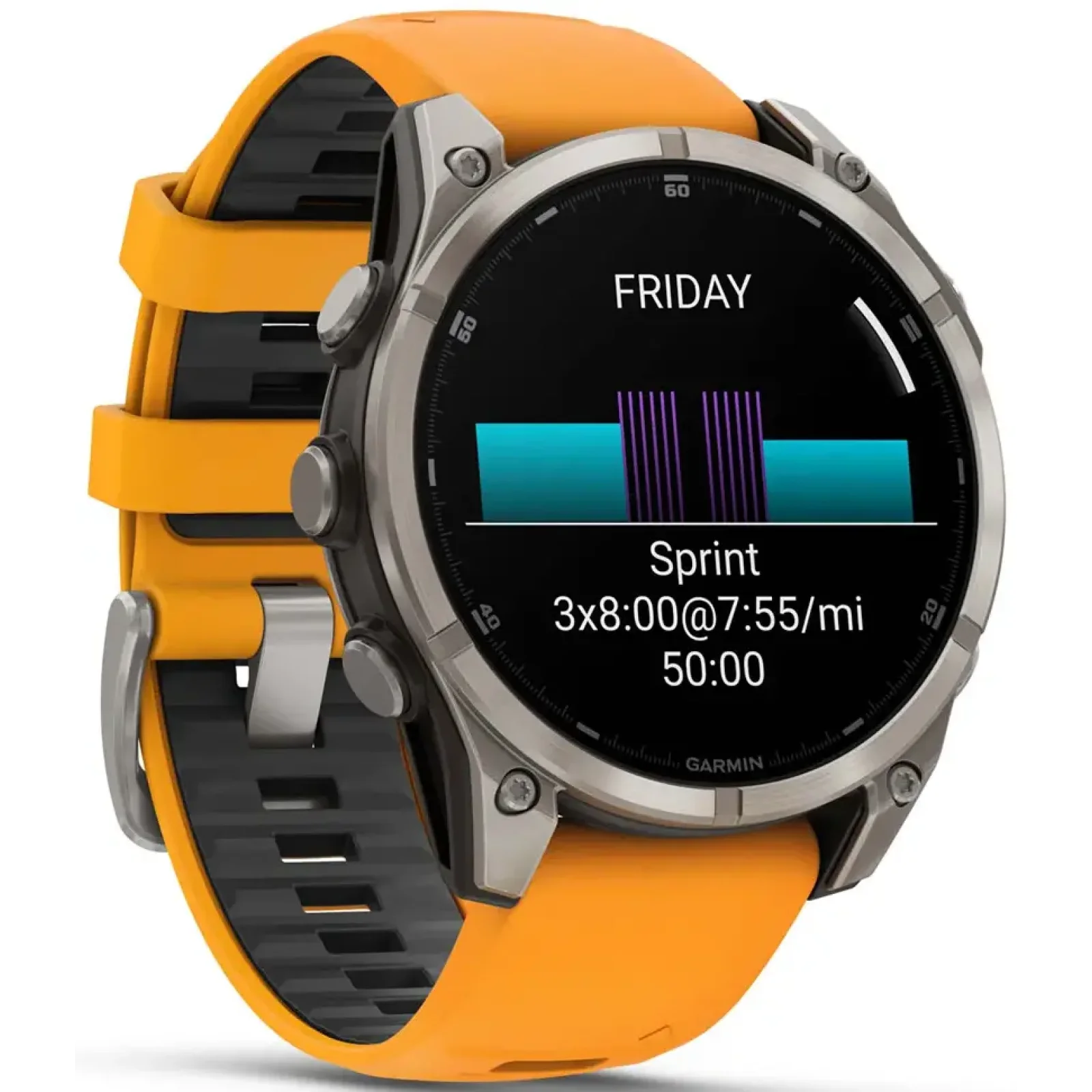 Смарт-часы Garmin Fenix 8 Amoled 47mm Sapphire Titanium with Spark Orange/Graphite Silicone Band (010-02904-10/11/19)
