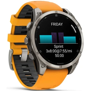 Смарт-годинник Garmin Fenix 8 Amoled 47mm Sapphire Titanium with Spark Orange/Graphite Silicone Band (010-02904-10/11/19)