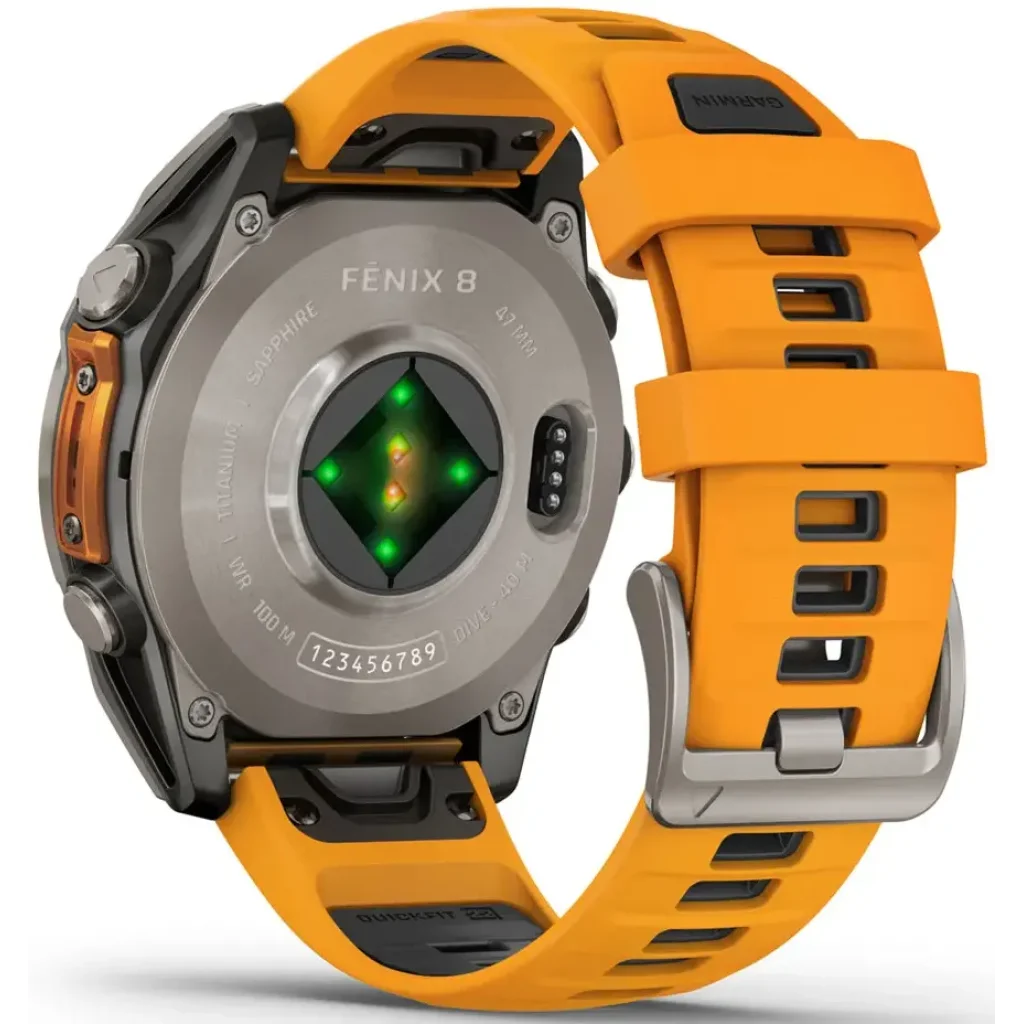 Смарт-годинник Garmin Fenix 8 Amoled 47mm Sapphire Titanium with Spark Orange/Graphite Silicone Band (010-02904-10/11/19)