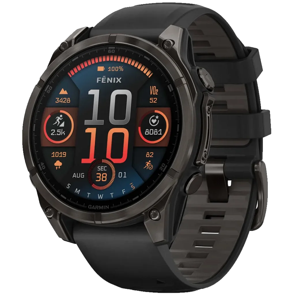 Смарт-годинник Garmin Fenix 8 Amoled 47mm Sapphire Carbon Gray DLC Titanium with Black/Pebble Gray Silicone Band (010-02904-20/21)