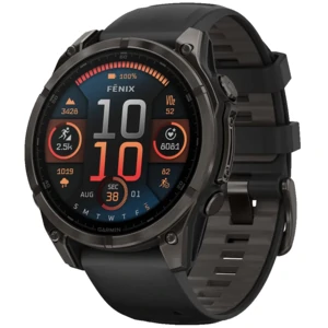 Смарт-годинник Garmin Fenix 8 Amoled 47mm Sapphire Carbon Gray DLC Titanium with Black/Pebble Gray Silicone Band (010-02904-20/21)
