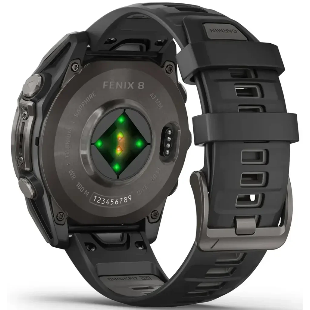 Смарт-годинник Garmin Fenix 8 Amoled 47mm Sapphire Carbon Gray DLC Titanium with Black/Pebble Gray Silicone Band (010-02904-20/21)