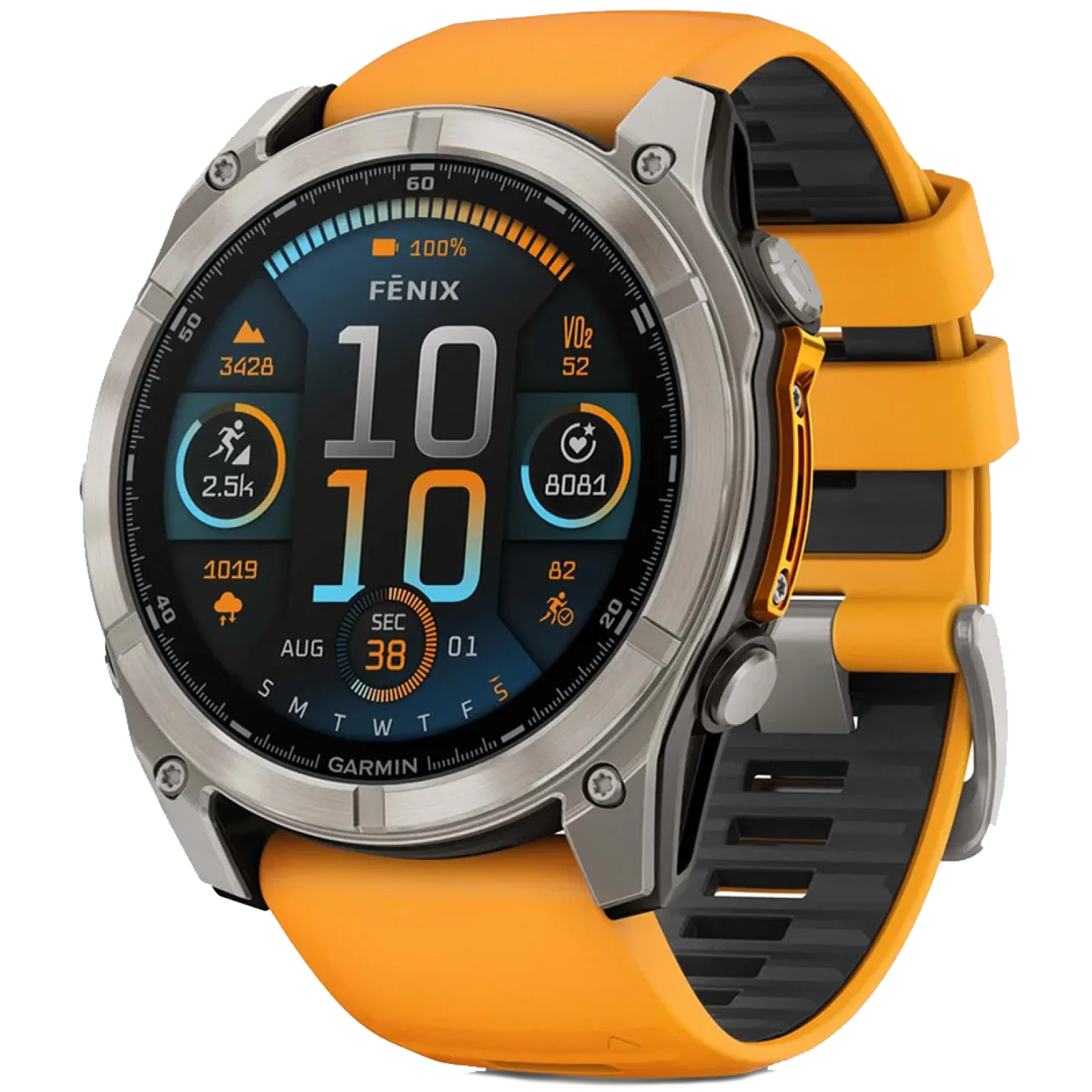Смарт-годинник Garmin Fenix 8 Amoled 51mm Sapphire Titanium with Spark Orange/Graphite Silicone Band (010-02905-10/11)