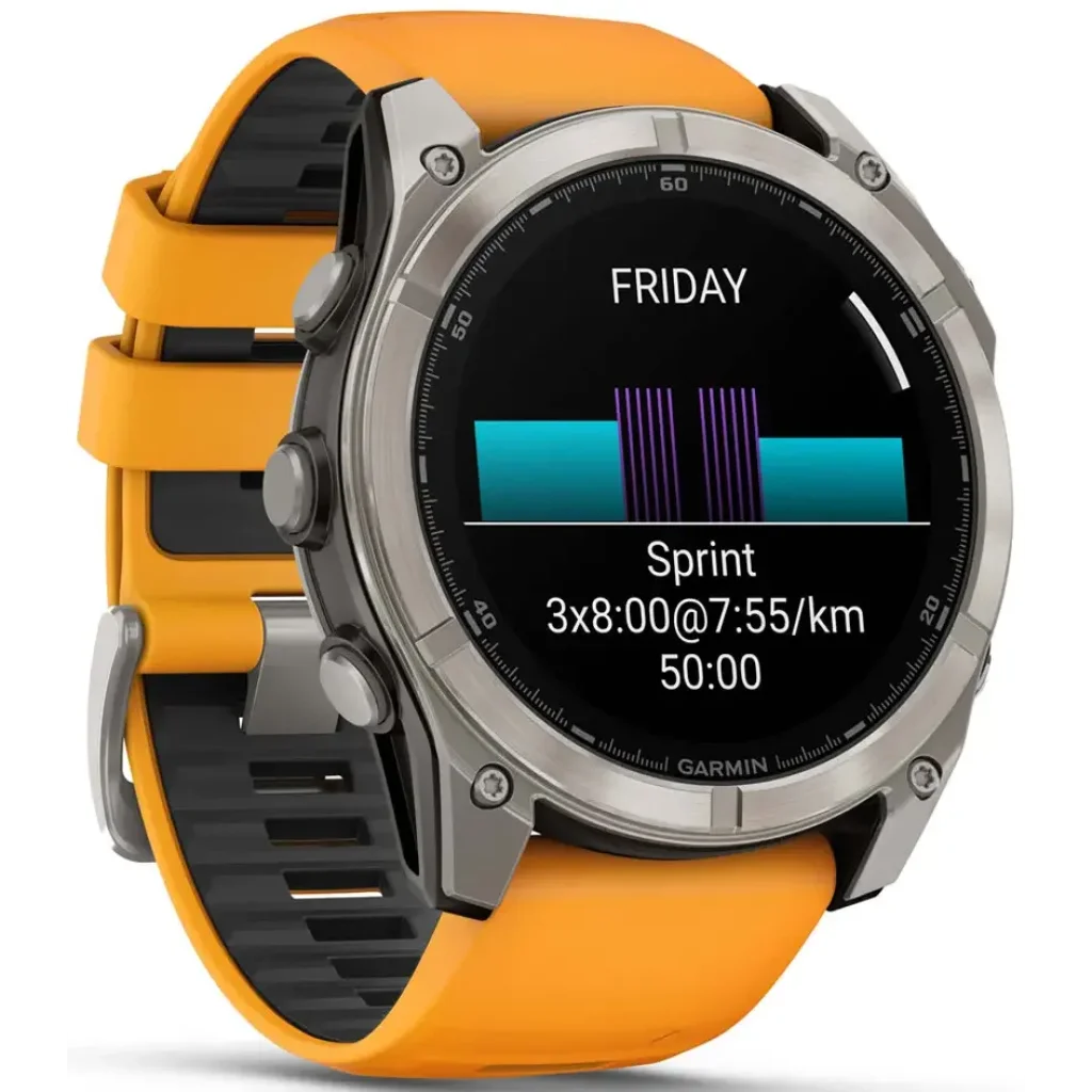 Смарт-годинник Garmin Fenix 8 Amoled 51mm Sapphire Titanium with Spark Orange/Graphite Silicone Band (010-02905-10/11/53) UA