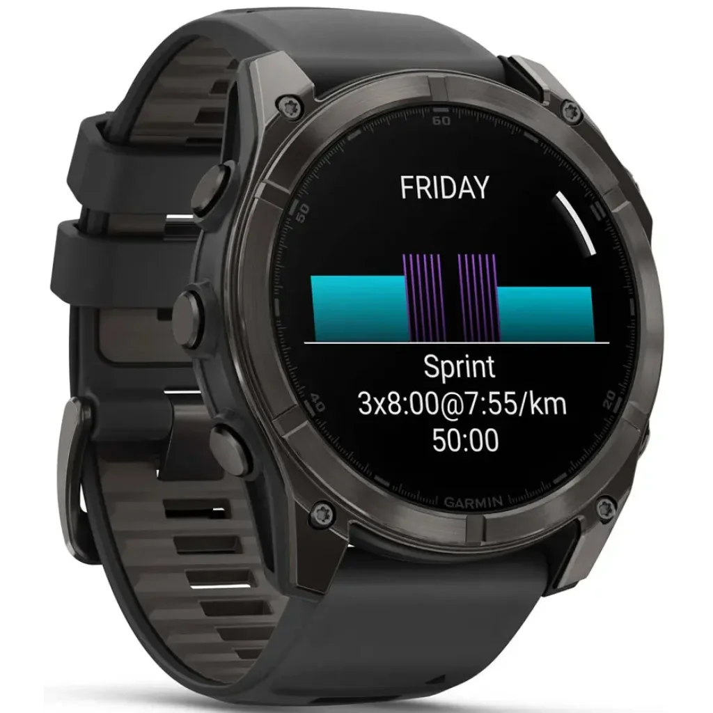 Смарт-годинник Garmin Fenix 8 Amoled 51mm Sapphire Carbon Gray DLC Titanium with Black/Pebble Gray Silicone Band (010-02905-20/21)