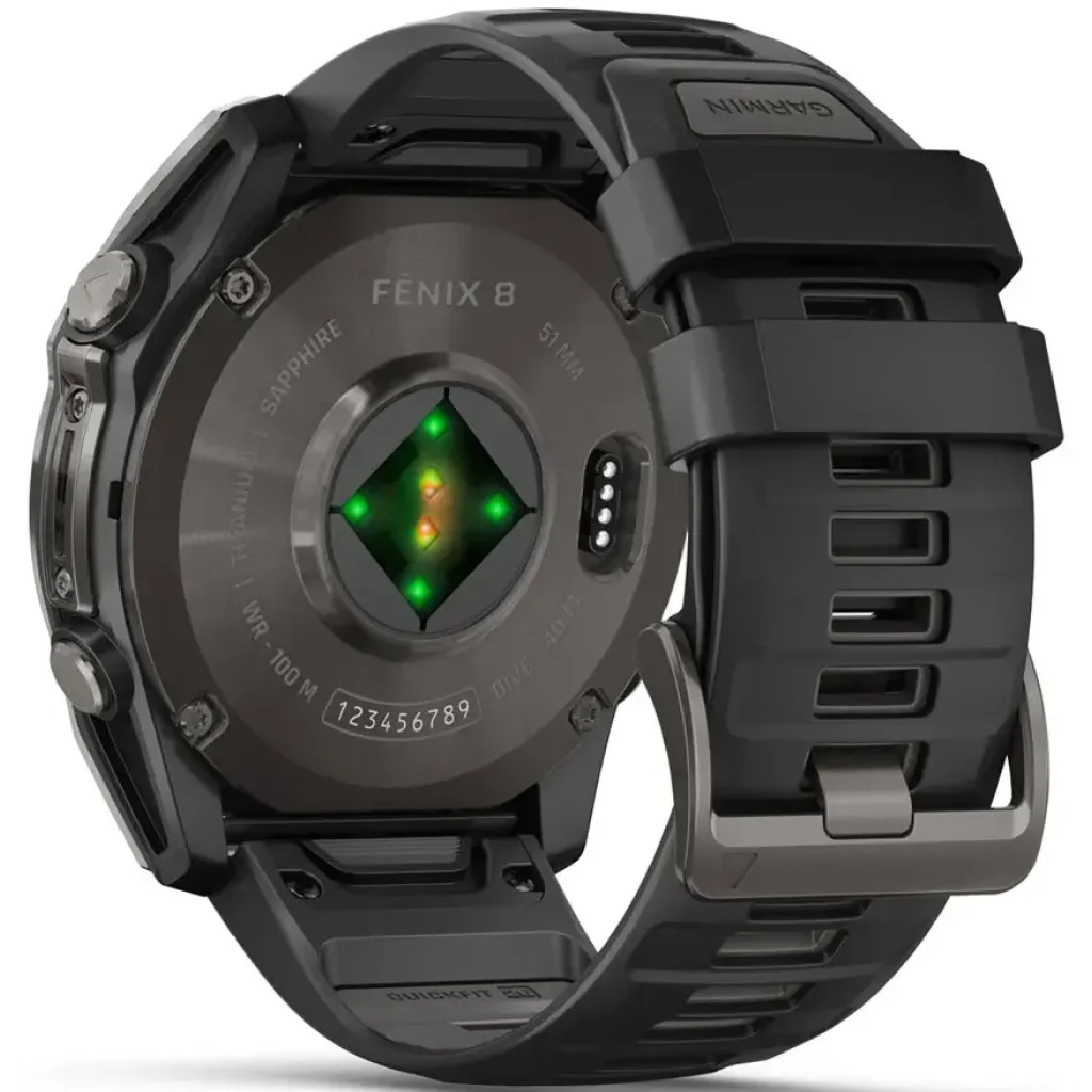 Смарт-годинник Garmin Fenix 8 Amoled 51mm Sapphire Carbon Gray DLC Titanium with Black/Pebble Gray Silicone Band (010-02905-20/21)