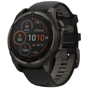 Смарт-годинник Garmin Fenix 8 47mm Solar Sapphire Carbon Gray DLC Titanium with Black/Pebble Gray Silicone Band (010-02906-10/11)