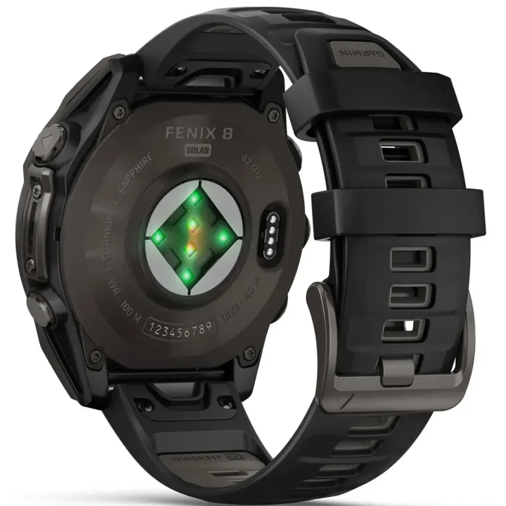Смарт-годинник Garmin Fenix 8 47mm Solar Sapphire Carbon Gray DLC Titanium with Black/Pebble Gray Silicone Band (010-02906-10/11)
