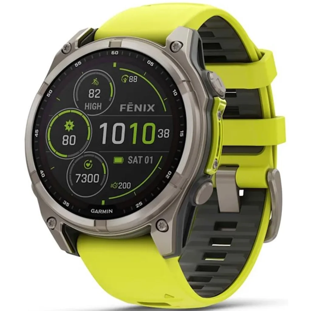 Смарт-годинник Garmin Fenix 8 47mm Solar Sapphire Titanium with Amp Yellow/Graphite Silicone Band (010-02906-20/21)