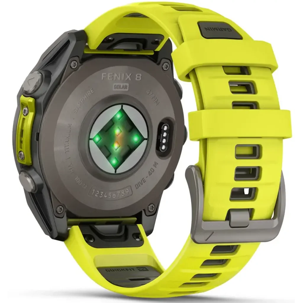 Смарт-годинник Garmin Fenix 8 47mm Solar Sapphire Titanium with Amp Yellow/Graphite Silicone Band (010-02906-20/21)