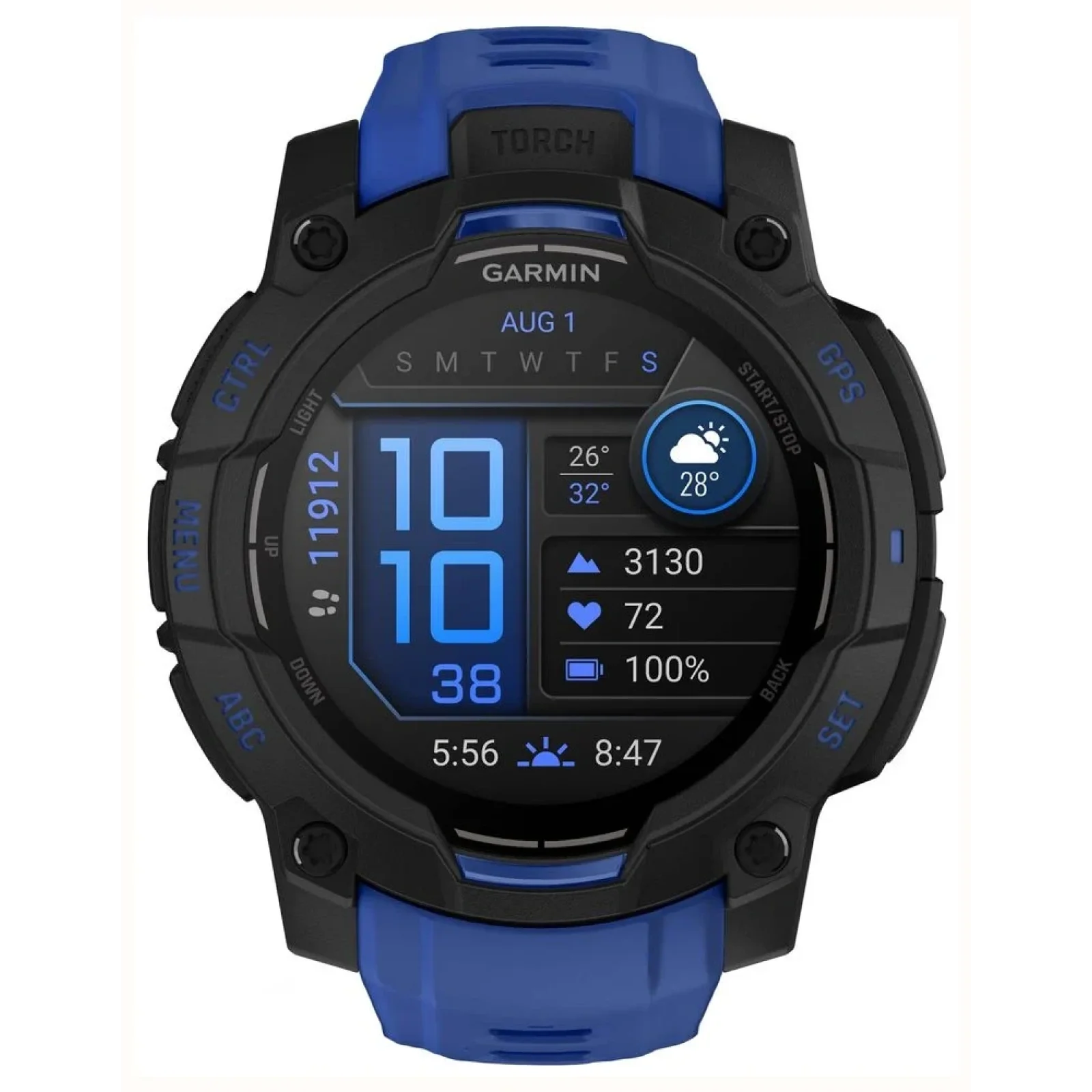 Смарт-годинник Garmin Instinct 3 45mm AMOLED Black with Blue Band (010-02936-03)