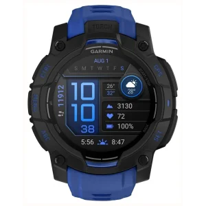 Смарт-годинник Garmin Instinct 3 45mm AMOLED Black with Blue Band (010-02936-03)