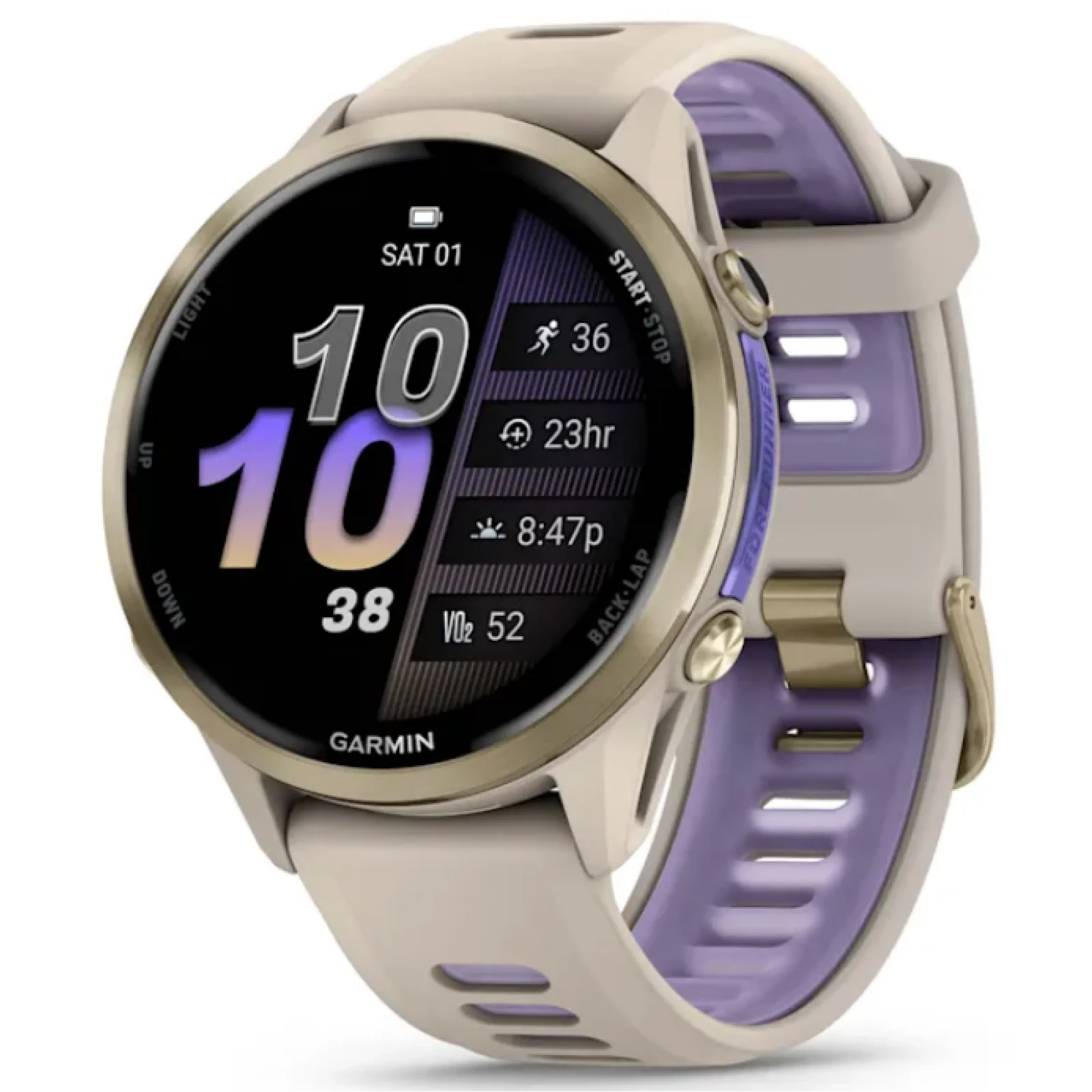 Смарт-часы Garmin Forerunner 970 Soft Gold Titanium with French Gray Case and French Gray/Translucent Indigo Band (010-02969-02/12)