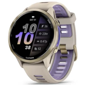 Смарт-годинник Garmin Forerunner 970 Soft Gold Titanium with French Gray Case and French Gray/Translucent Indigo Band (010-02969-02/12)