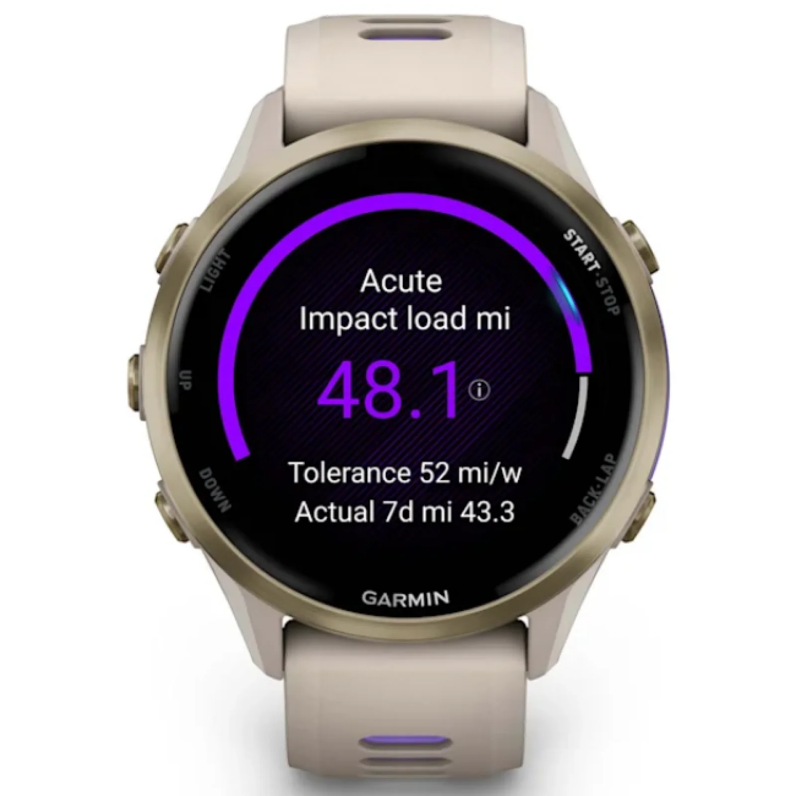 Смарт-часы Garmin Forerunner 970 Soft Gold Titanium with French Gray Case and French Gray/Translucent Indigo Band (010-02969-02/12)