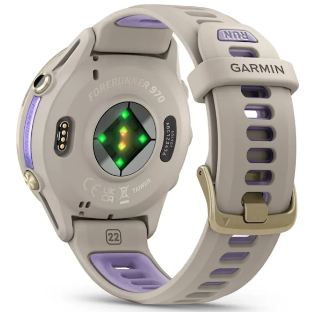 Смарт-годинник Garmin Forerunner 970 Soft Gold Titanium with French Gray Case and French Gray/Translucent Indigo Band (010-02969-02/12)