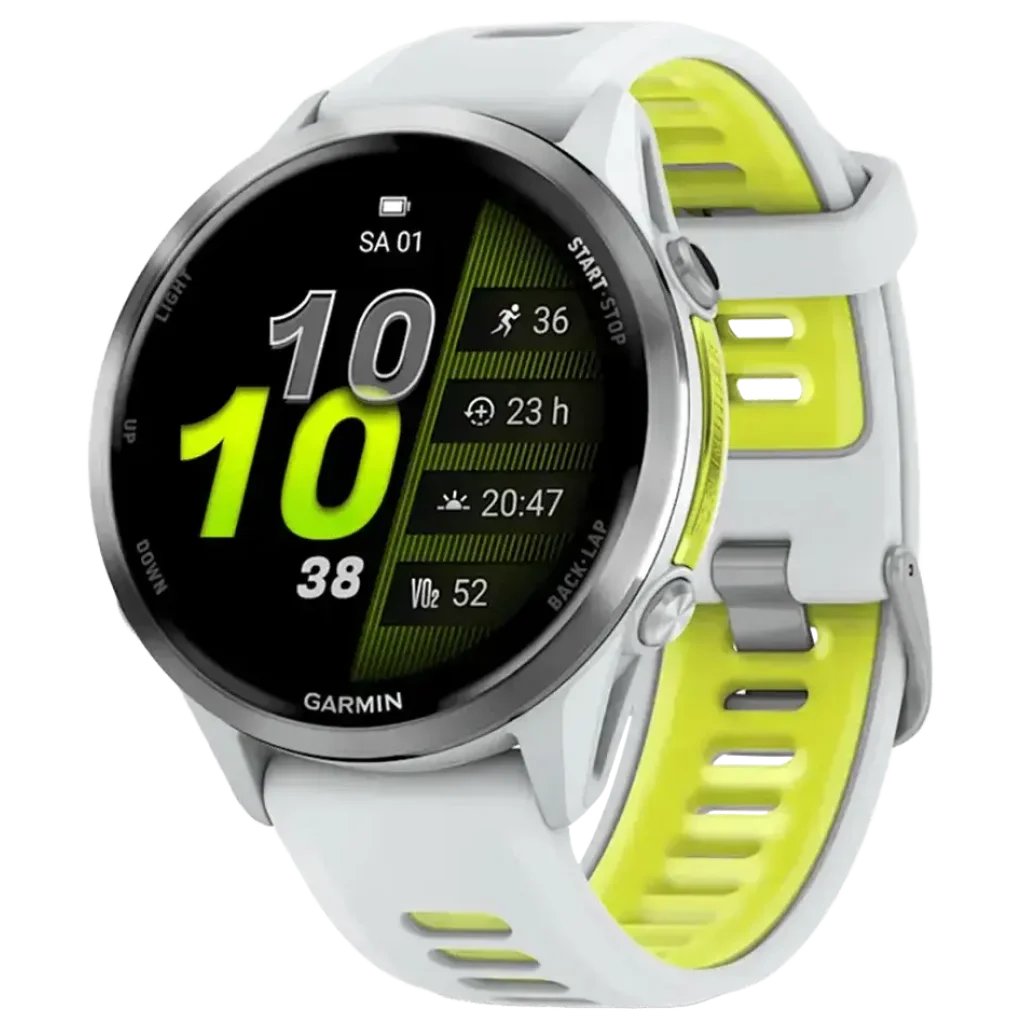 Смарт-годинник Garmin Forerunner 970 Titanium with Whitestone Case and Whitestone/Translucent Amp Yellow Band (010-02969-01/11)