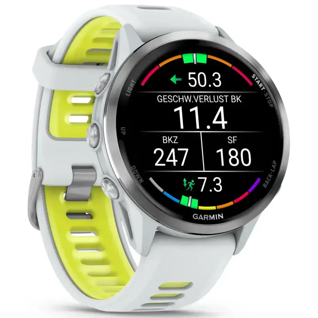 Смарт-годинник Garmin Forerunner 970 Titanium with Whitestone Case and Whitestone/Translucent Amp Yellow Band (010-02969-01/11)