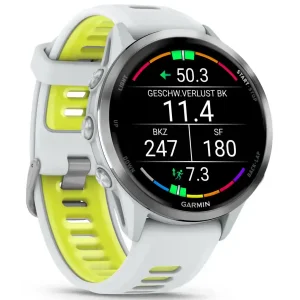Смарт-годинник Garmin Forerunner 970 Titanium with Whitestone Case and Whitestone/Translucent Amp Yellow Band (010-02969-01/11)