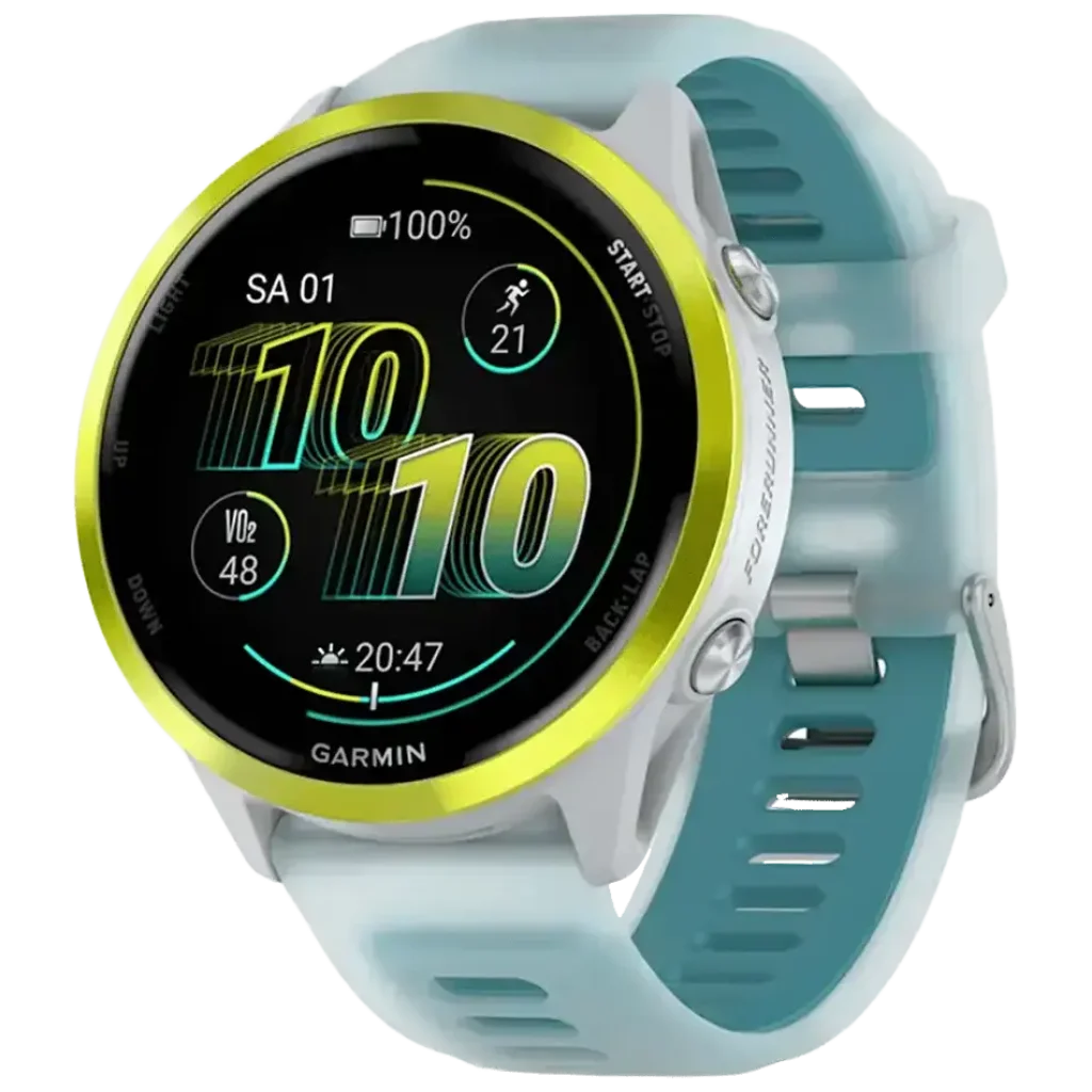 Смарт-часы Garmin Forerunner 570 47mm Amp Yellow Aluminum with Translucent Whitestone/Turquoise Band (010-02971-01)