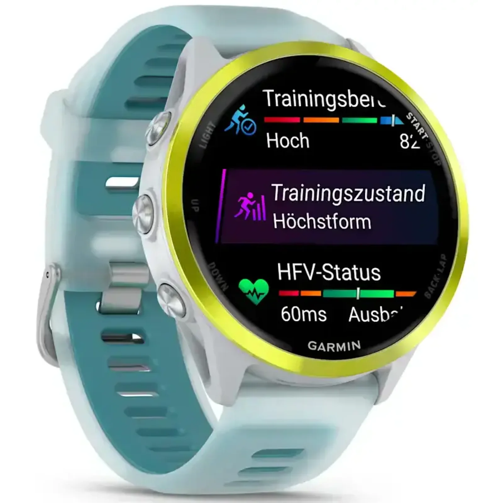 Смарт-годинник Garmin Forerunner 570 47mm Amp Yellow Aluminum with Translucent Whitestone/Turquoise Band (010-02971-01)