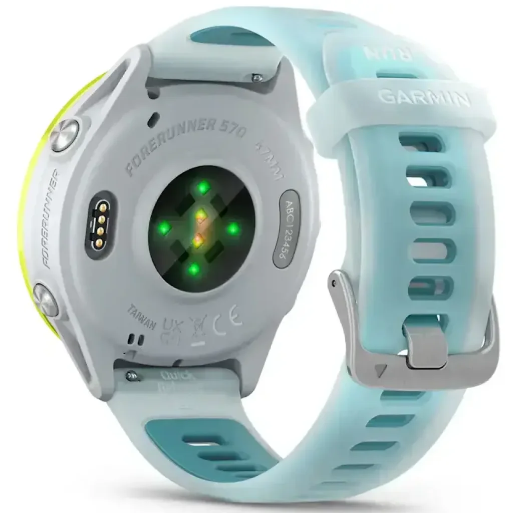 Смарт-часы Garmin Forerunner 570 47mm Amp Yellow Aluminum with Translucent Whitestone/Turquoise Band (010-02971-01)