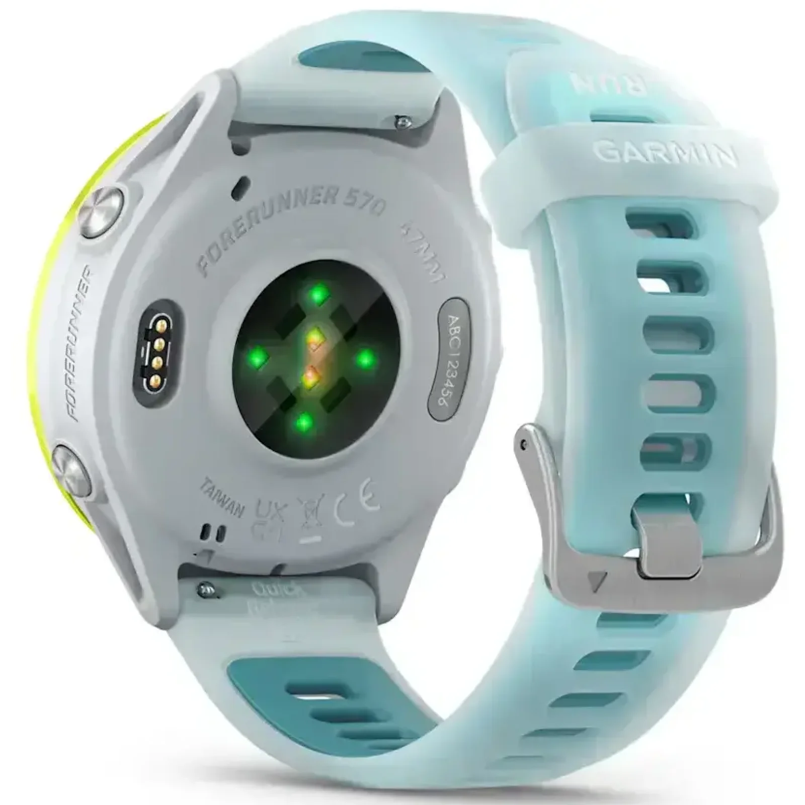 Смарт-годинник Garmin Forerunner 570 47mm Amp Yellow Aluminum with Translucent Whitestone/Turquoise Band (010-02971-01)