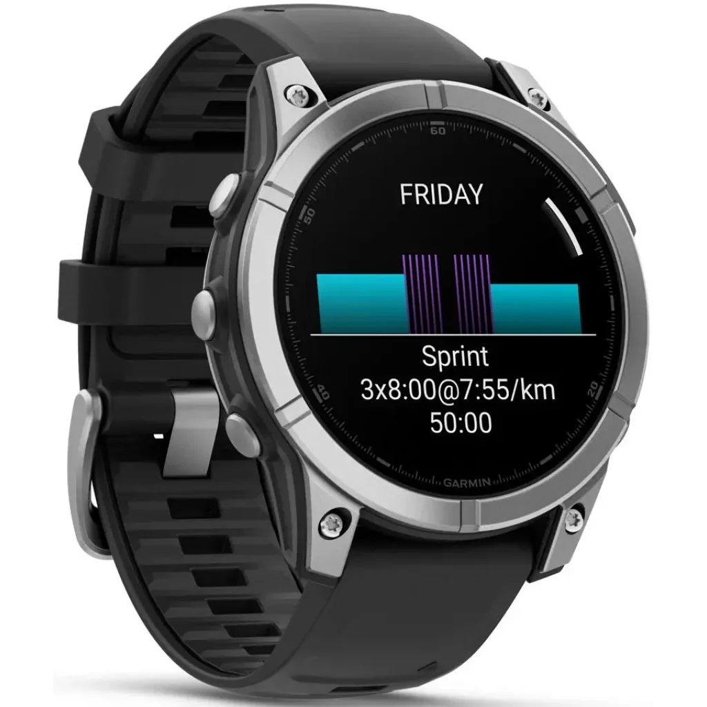 Смарт-часы Garmin Fenix E Amoled 47mm Stainless Steel with Black Silicone Band (010-03025-02/00)
