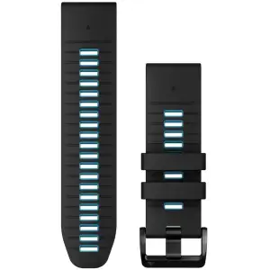 Колір: Чорний - Ремінець Garmin QuickFit 26 Watch Bands Black/Cirrus Blue Silicone (010-13281-05)