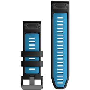 Ремінець Garmin QuickFit 26 Watch Bands Black/Cirrus Blue Silicone (010-13281-05)
