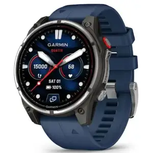 Смарт-часы Garmin Quatix 8 Pro 47 mm AMOLED Marine GPS Titanium with Blue Silicone Band (010-03198-50)